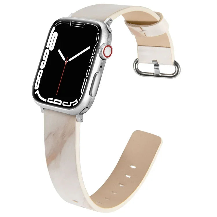 Correia de Couro Marmoreada Para Apple Watch Series, 7 41mm / 6&SE&5&4 40mm / 3&2&1 38mm, 7 45mm / 6&SE&5&4 44mm / 3&2&1 42mm