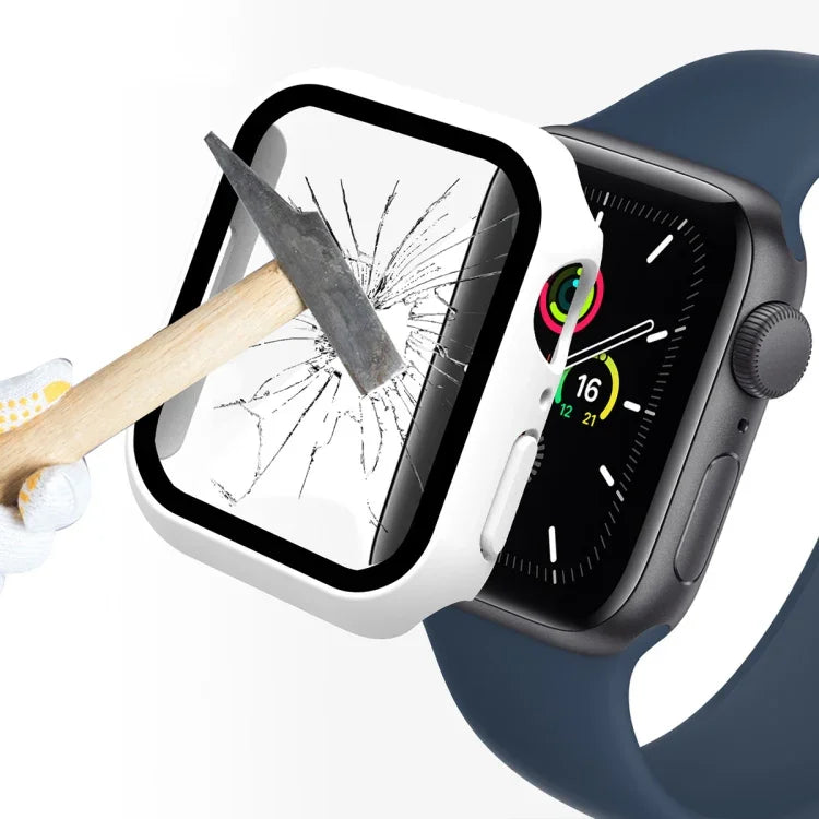 ENKAY Hat-Prince Estojo de Cobertura Total 2 em 1 com Moldura PC + Protetor de Vidro Temperado 9H para Apple Watch Series 7 45mm