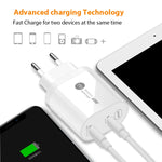 Carregador USB-C / Type-C 40W PD3.0 com Dupla Porta 002 e Cabo de Dados Type-C para Type-C, Ficha UE + Cabo Type-C para Type-C