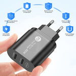 Carregador USB-C / Type-C 40W PD3.0 com Dupla Porta 002 e Cabo de Dados Type-C para Type-C, Ficha UE + Cabo Type-C para Type-C