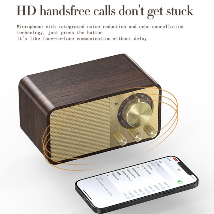 JY-66 Altifalante Clássico Retro com Textura de Madeira, Bluetooth BT5.0, Rádio FM, Suporta TF / U-Disk / AUX