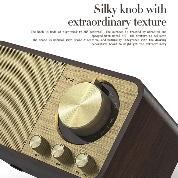JY-66 Altifalante Clássico Retro com Textura de Madeira, Bluetooth BT5.0, Rádio FM, Suporta TF / U-Disk / AUX