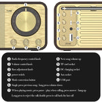 JY-66 Altifalante Clássico Retro com Textura de Madeira, Bluetooth BT5.0, Rádio FM, Suporta TF / U-Disk / AUX