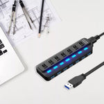 Divisor HUB USB 3.0 de 7 Portas com Comutação Independente, Divisor