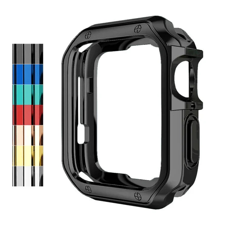 Capa Protetora de Relógio TPU com Eletroplating Anti-queda para Apple 1/2/3/4/5/6/7/SE, 38mm/40mm/41mm, 42mm/44mm/45mm