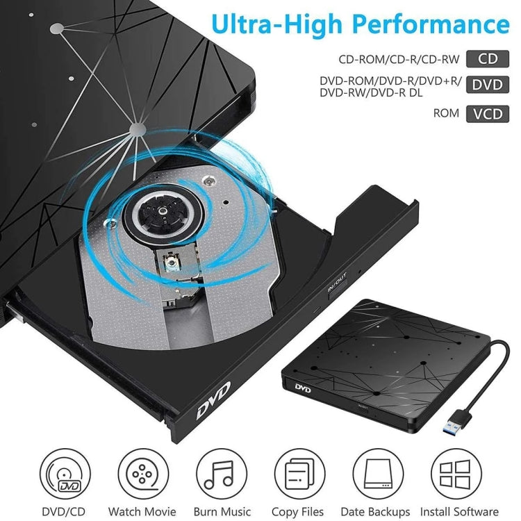 Leitor Óptico Externo USB 3.0 Portátil DVD RW