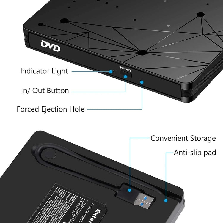 Leitor Óptico Externo USB 3.0 Portátil DVD RW