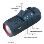 T&G TG227 Altifalante de Música Bluetooth Portátil para Exterior à Prova de Água com LED Suporta FM / TF / USB