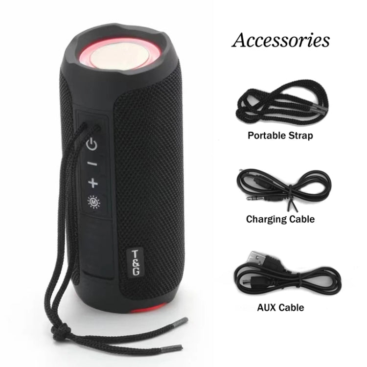 T&G TG227 Altifalante de Música Bluetooth Portátil para Exterior à Prova de Água com LED Suporta FM / TF / USB