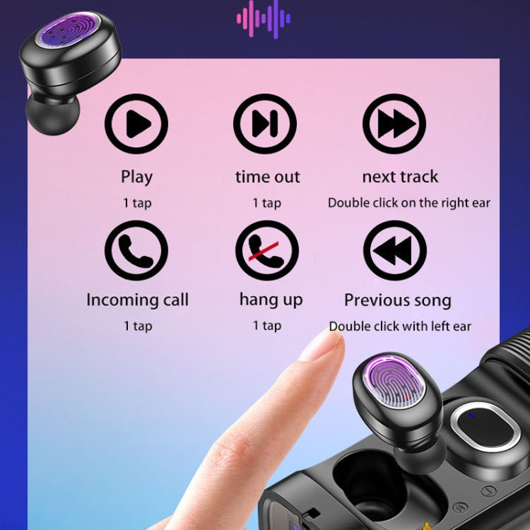 Auriculares Bluetooth T&G TG909 TWS Mini In-ear Estéreo de Canal Duplo com Ecrã LED