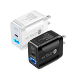 Carregador Rápido PD25W com Duas Portas USB-C / Tipo-C + USB QC3.0, Ficha EUA, Ficha EUA
