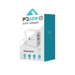 Carregador rápido de portas duplas PD25W USB-C / Type-C + QC3.0 USB com cabo de dados USB para Micro USB, ficha UK, ficha UK + cabo USB para Micro USB