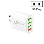 Carregador multiportas QC-04 QC3.0 + 3 x USB 2.0 para telemóvel e tablet, ficha US, ficha US