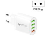 Carregador multiportas QC-04 QC3.0 + 3 x USB 2.0 para telemóvel e tablet, ficha EU, ficha EU