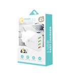 Carregador multiportas QC-04 QC3.0 + 3 x USB 2.0 para telemóvel e tablet, ficha EU, ficha EU