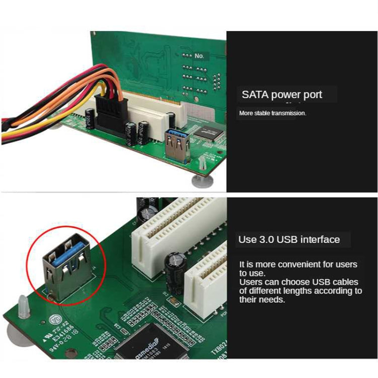 Placa Adaptadora PCIe para Dupla Slot PCI Cartão de Expansão USB 3.0