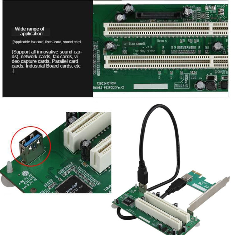Placa Adaptadora PCIe para Dupla Slot PCI Cartão de Expansão USB 3.0