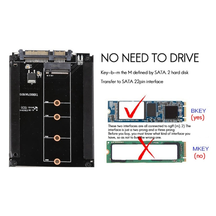 Placa de Expansão M.2 para SATA3.0 Adaptador de 22 pinos Conversor de Interface SSD 2,5 polegadas