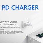 Carregador de Viagem AU-20W PD USB-C / Type-C com Cabo de Dados Type-C para Type-C, Ficha AU, Ficha AU + Cabo PD 1m, Ficha AU + Cabo PD 2m
