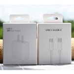 Carregador de Viagem AU-20W PD USB-C / Type-C com Cabo de Dados Type-C para Type-C, Ficha AU, Ficha AU + Cabo PD 1m, Ficha AU + Cabo PD 2m
