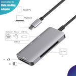 Adaptador HUB Leitor de Dados 5 em 1 com Cartões SD / TF / CF, Duas Portas USB3.0, Duplo USB3.0 + Cartões SD / TF / CF