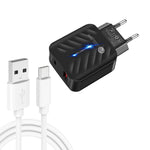 Carregador USB PD03 20W PD3.0 + QC3.0 com Cabo USB para Type-C, Ficha UE, Ficha UE, Ficha UE + Cabo USB para Type-C