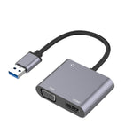 Adaptador HUB USB 3 em 1 para HDMI / VGA / Áudio