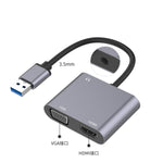 Adaptador HUB USB 3 em 1 para HDMI / VGA / Áudio
