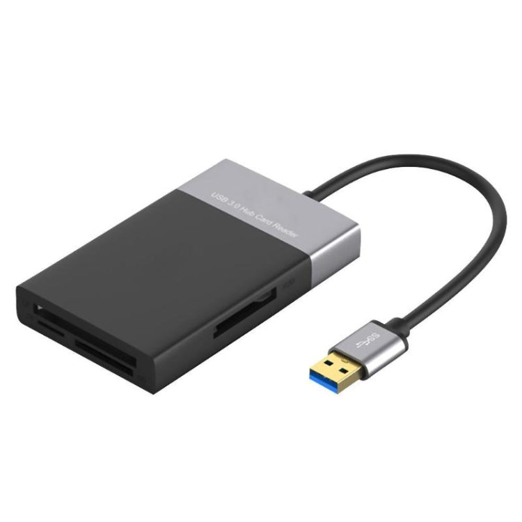 Adaptador HUB USB 3.0 6 em 1 para USB3.0 x 2 + Cartão CF + Cartão TF + Cartão SD + Cartão XQD