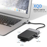 Adaptador HUB USB 3.0 6 em 1 para USB3.0 x 2 + Cartão CF + Cartão TF + Cartão SD + Cartão XQD
