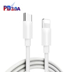 Carregador PD03 20W PD3.0 + QC3.0 USB com Cabo de Dados Tipo-C para 8 Pinos, Ficha EUA, Ficha EUA + Cabo Tipo-C para 8 Pinos