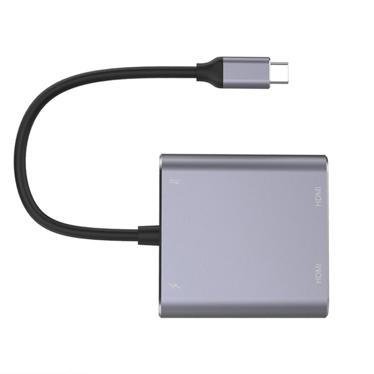 Adaptador HUB Tipo-C 4 em 1 para Duplo HDMI + USB + Tipo-C