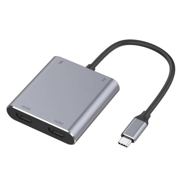 Adaptador HUB Tipo-C 4 em 1 para Duplo HDMI + USB + Tipo-C