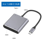 Adaptador HUB Tipo-C 4 em 1 para Duplo HDMI + USB + Tipo-C