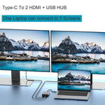 Adaptador HUB Tipo-C 4 em 1 para Duplo HDMI + USB + Tipo-C