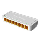 Mini Switch RJ45 8-Portas 100M Plug-and-Play para Casa, Divisor de Rede Não Gerido para Monitorização de Rede no Quarto