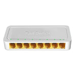 Mini Switch RJ45 8-Portas 100M Plug-and-Play para Casa, Divisor de Rede Não Gerido para Monitorização de Rede no Quarto