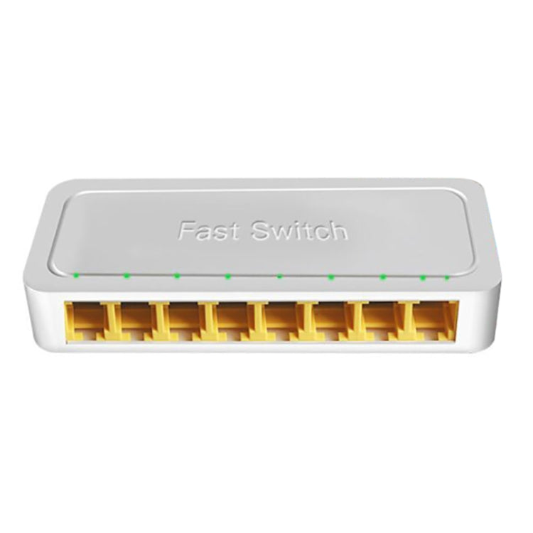 Mini Switch RJ45 8-Portas 100M Plug-and-Play para Casa, Divisor de Rede Não Gerido para Monitorização de Rede no Quarto