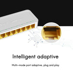 Mini Switch RJ45 8-Portas 100M Plug-and-Play para Casa, Divisor de Rede Não Gerido para Monitorização de Rede no Quarto
