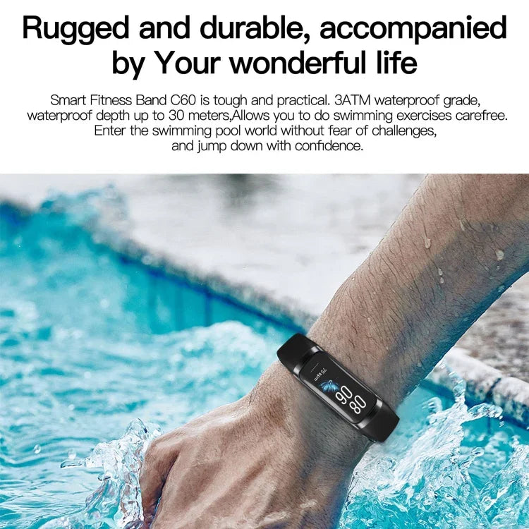 Pulseira Fitness Inteligente C60 IP67 à Prova de Água com Ecrã de 1,1 polegadas