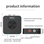Adaptador de Áudio RCA 3.5mm AUX Receptor e Transmissor Bluetooth 5.0 NFC BT-21, BT-21