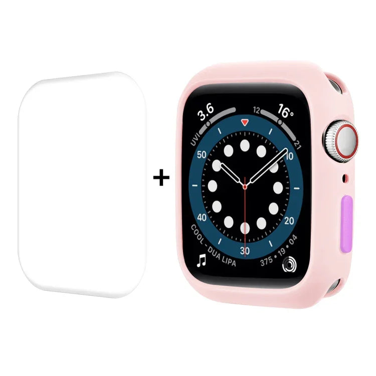 Capa TPU + Película Protetora de Ecrã PET de Cobertura Total ENKAY, Para Apple Watch Série 8 / 7 41mm, Para Apple Watch Série 8 / 7 45mm