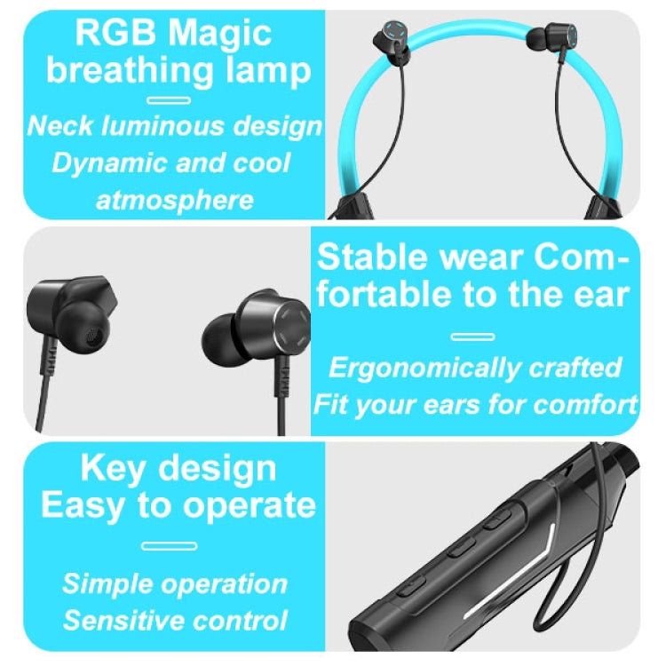 Auricular Bluetooth Sem Fios Estéreo JG4 com Colar e LED Intermitente