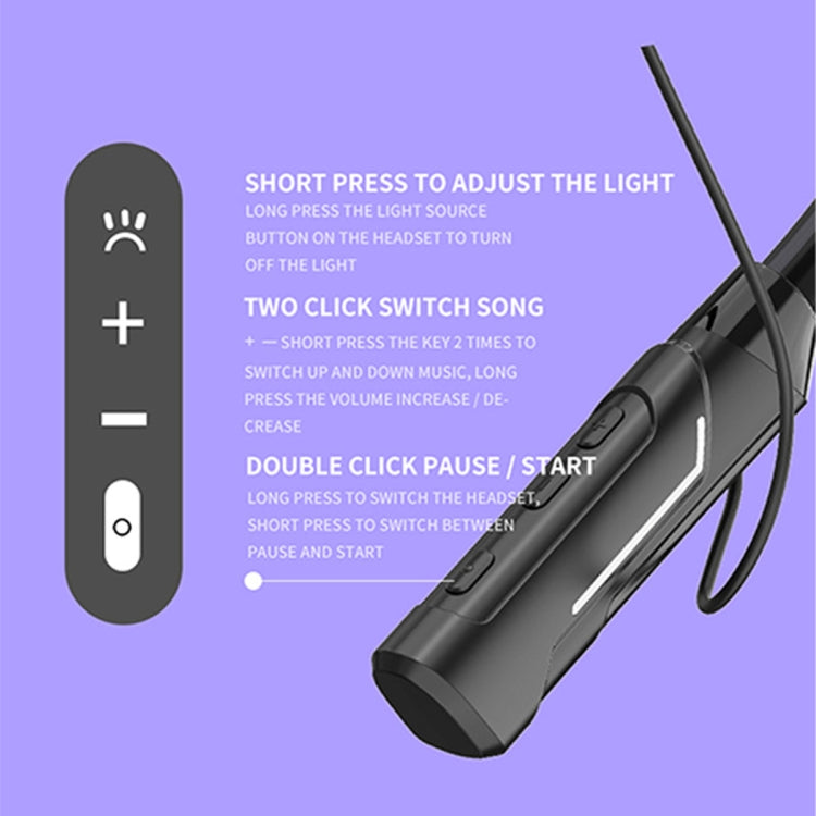 Auricular Bluetooth Sem Fios Estéreo JG4 com Colar e LED Intermitente