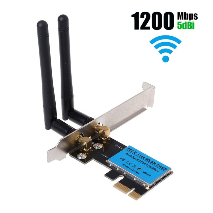 Placa de Rede Sem Fios PCIe Dual Band 5G / 2.4G 1200Mbps