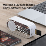 Z7 Altifalante Digital Bluetooth 5.0 Relógio Despertador Espelho Multifuncional Rádio FM, Z7 (Preto), Z7 (Branco), Z7 (Rosa)