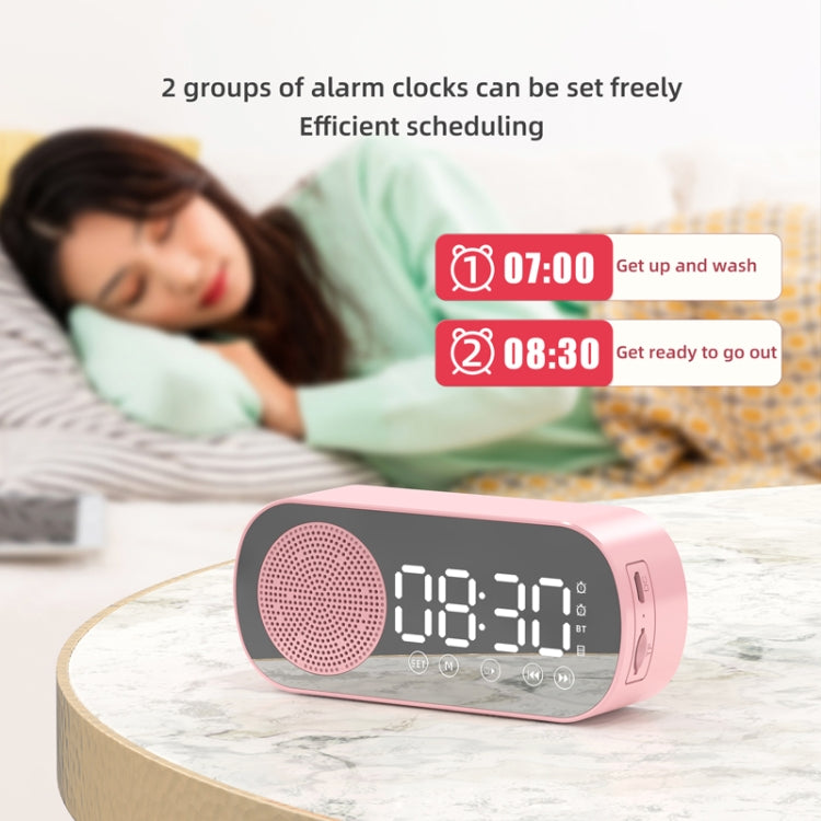 Z7 Altifalante Digital Bluetooth 5.0 Relógio Despertador Espelho Multifuncional Rádio FM, Z7 (Preto), Z7 (Branco), Z7 (Rosa)