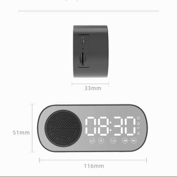 Z7 Altifalante Digital Bluetooth 5.0 Relógio Despertador Espelho Multifuncional Rádio FM, Z7 (Preto), Z7 (Branco), Z7 (Rosa)