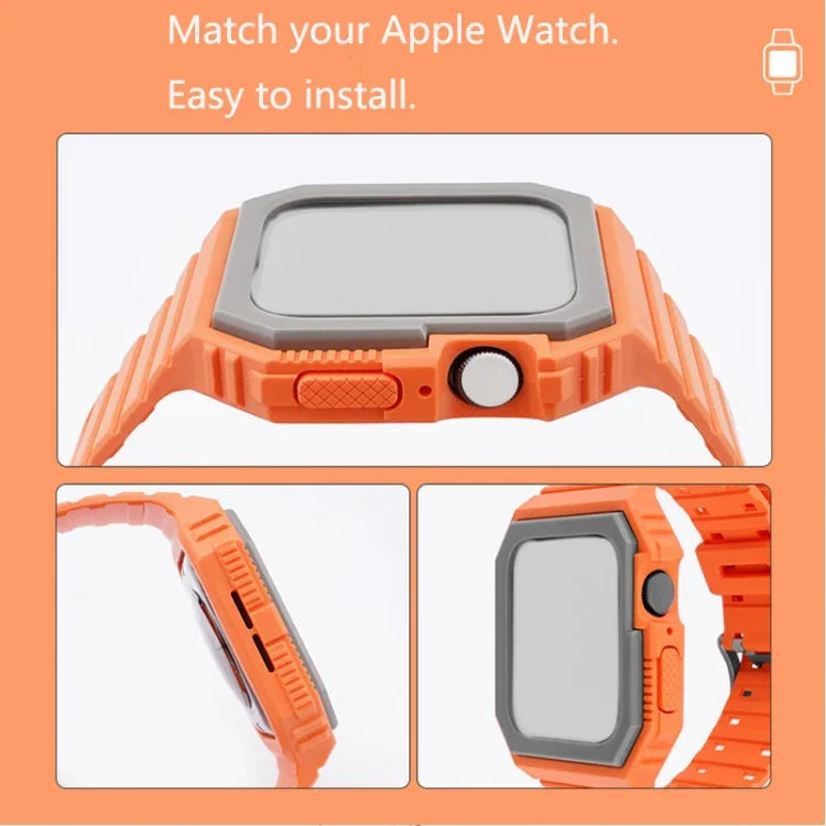 Correia de Silicone com Capa Para Apple Watch Series, 7 41mm / 6&SE&5&4 40mm / 3&2&1 38mm, 7 45mm / 6&SE&5&4 44mm / 3&2&1 42mm