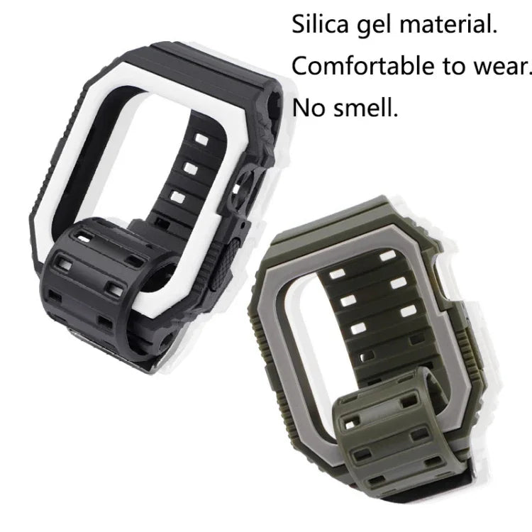 Correia de Silicone com Capa Para Apple Watch Series, 7 41mm / 6&SE&5&4 40mm / 3&2&1 38mm, 7 45mm / 6&SE&5&4 44mm / 3&2&1 42mm